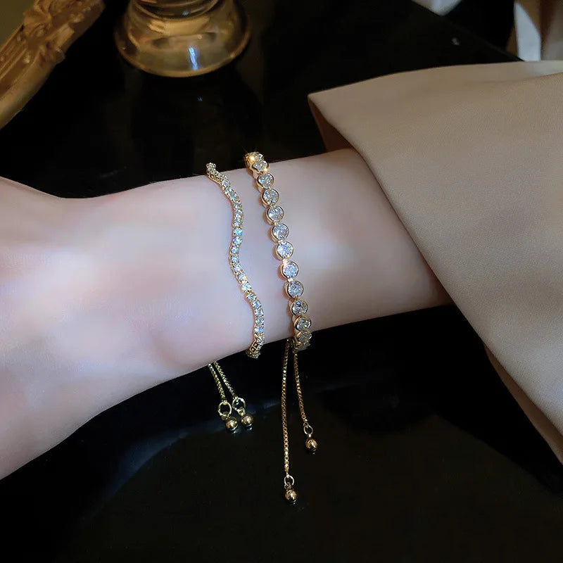 Wellen Geometrie Verstellbar Armband Bangle Luxus Mode Strass Kristall Armbänder Frauen Hochzeit Handgelenkband Schmuck