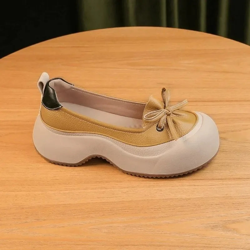 Pantofi de damă 2025: Moda de toamnă cu vârf rotund - Colecția cu platformă și nod fluture