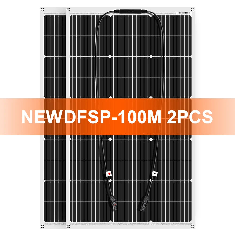 Panouri solare flexibile DOKIO 18V 200W 2PCS 100W impermeabile panou solar monocristalin pentru camping RV încărcare acasă 12V DFSP-100M