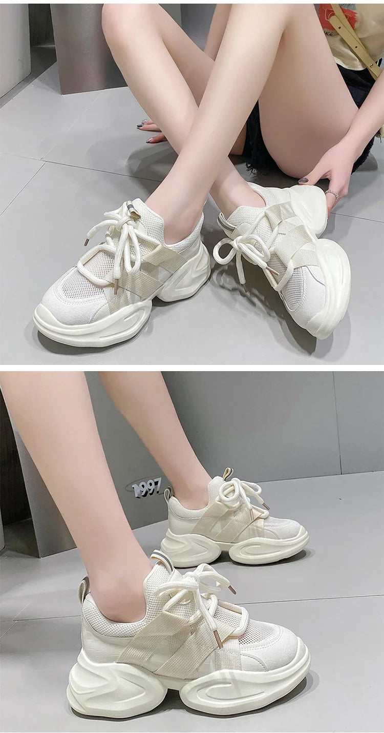 GXMGST Damen Sneaker Atmungsaktiv - PU Material, Flach