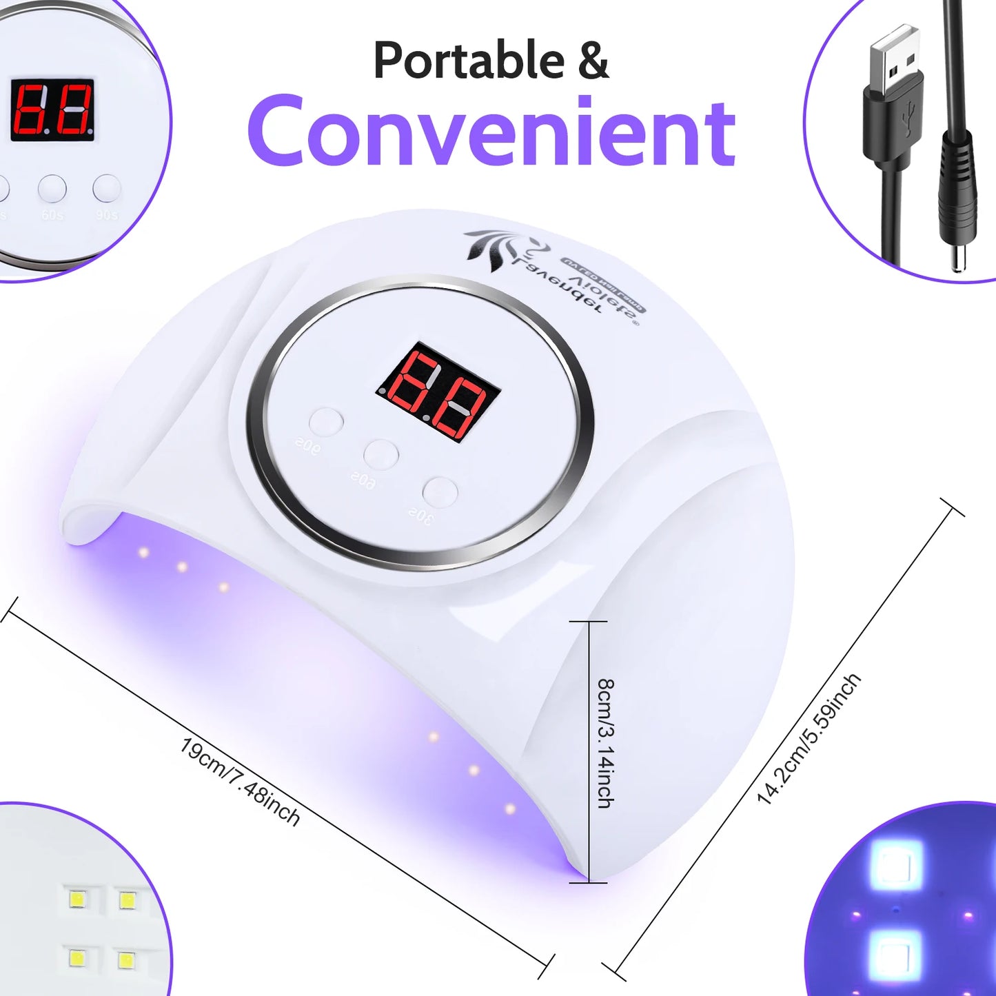 Lampă UV Choice 54W LED cu temporizator, 3 niveluri - 18 LED-uri compacte