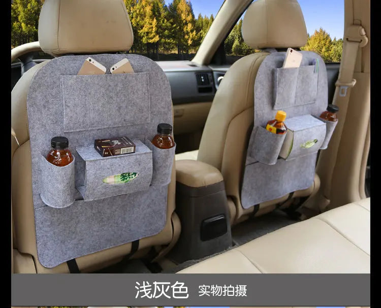 Universal Car Back Seat Storage Bag Organizer Trunk Elastic Felt Storage Bag 6 Pockets Organizer Hanging Car Accessories 40*56CM