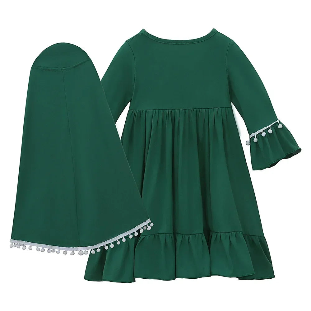 Henan EHF046 Mädchen Hijab Set Überkopf Schal - 2 Stk 110