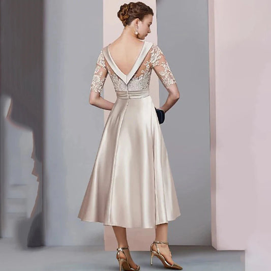 Brautmutter Kleid 2025 - Customize Half Sleeve Formal Party A-Line Ankle Length