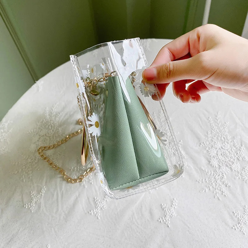 Fashion Crossbody Bags for Women Summer and Autumn New Daisy Print Pattern Jelly Women Bags One Shoulder Portable Female Handbag