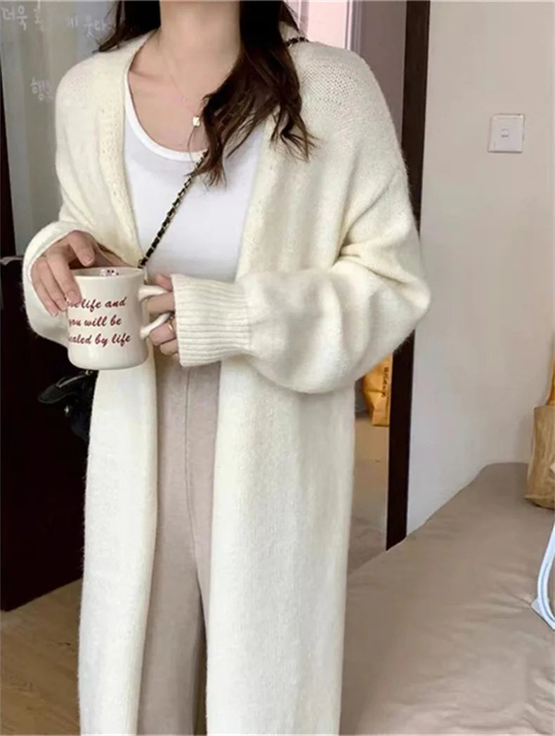 Mooclound PYTZX-b108 Lang Strickcardigan- Baumwolle Größe SL