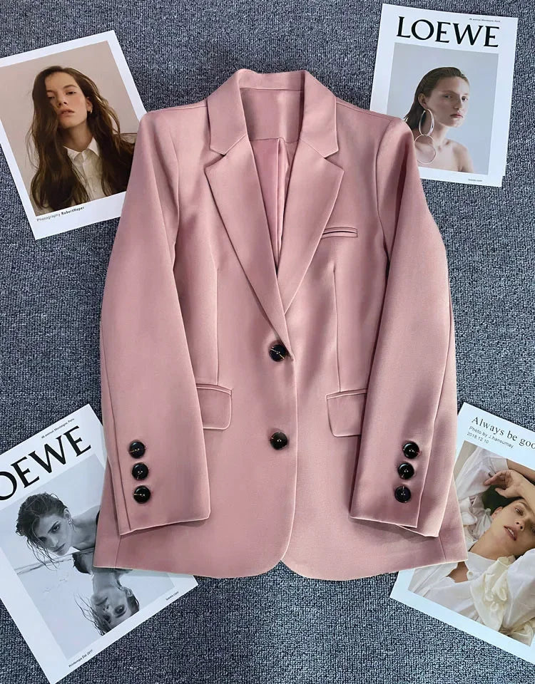 Elegant Office Lady Blazers for Women 2024 Fashion Long Sleeve Single Button Blazer Coats Female Top Suit Jackets Outerwears