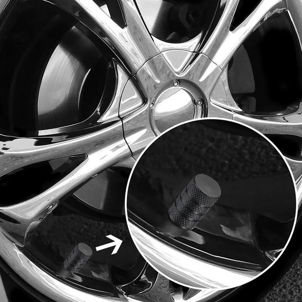 DSYCAR 4 Stück Silber Auto Reifen Ventilkappen Rändelstil Reifen Ventilkappe Aluminium Reifen Rad Ventil Luftventilkappe für US Schrader