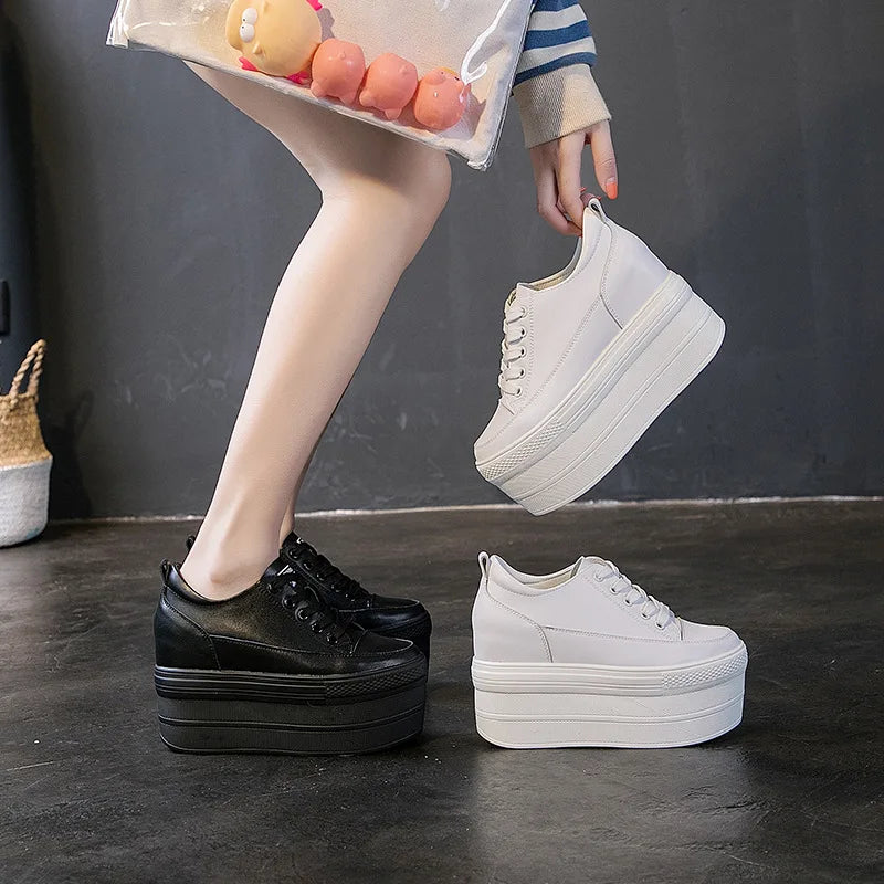 White Luxury Designer Sneakers On Platform Sports Shoes For Women  New Fashion Thick Bottom Wedding Shoes High Heel