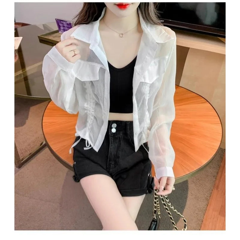 Cardigan ușor din șifon Liora - Femei, mărime S/M, scurt