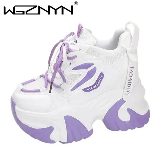 Fashion Sneakers For Women 11CM Platform Chunky Casual Shoes High Quality Autumn Woman Tenis Female Walking Trainers Thick Sole
