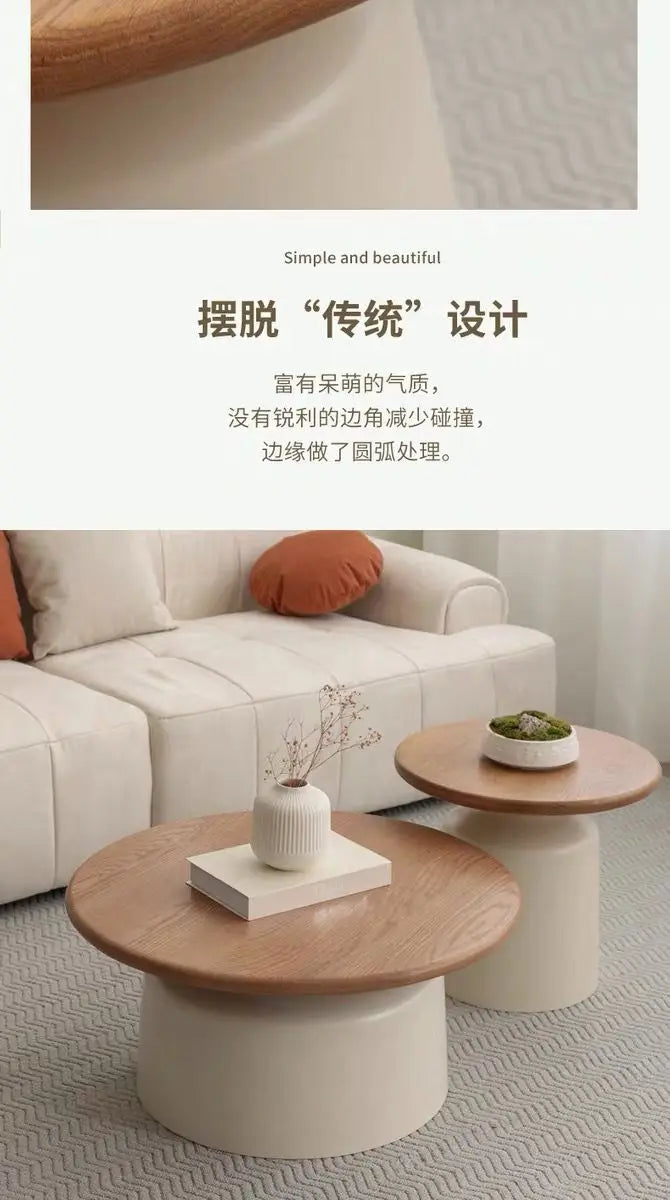 Creamy Wind Apartment Coffee Table Living Room Household Small Apartment Simplicity Iron Round Homestay Coffee Table Furniture