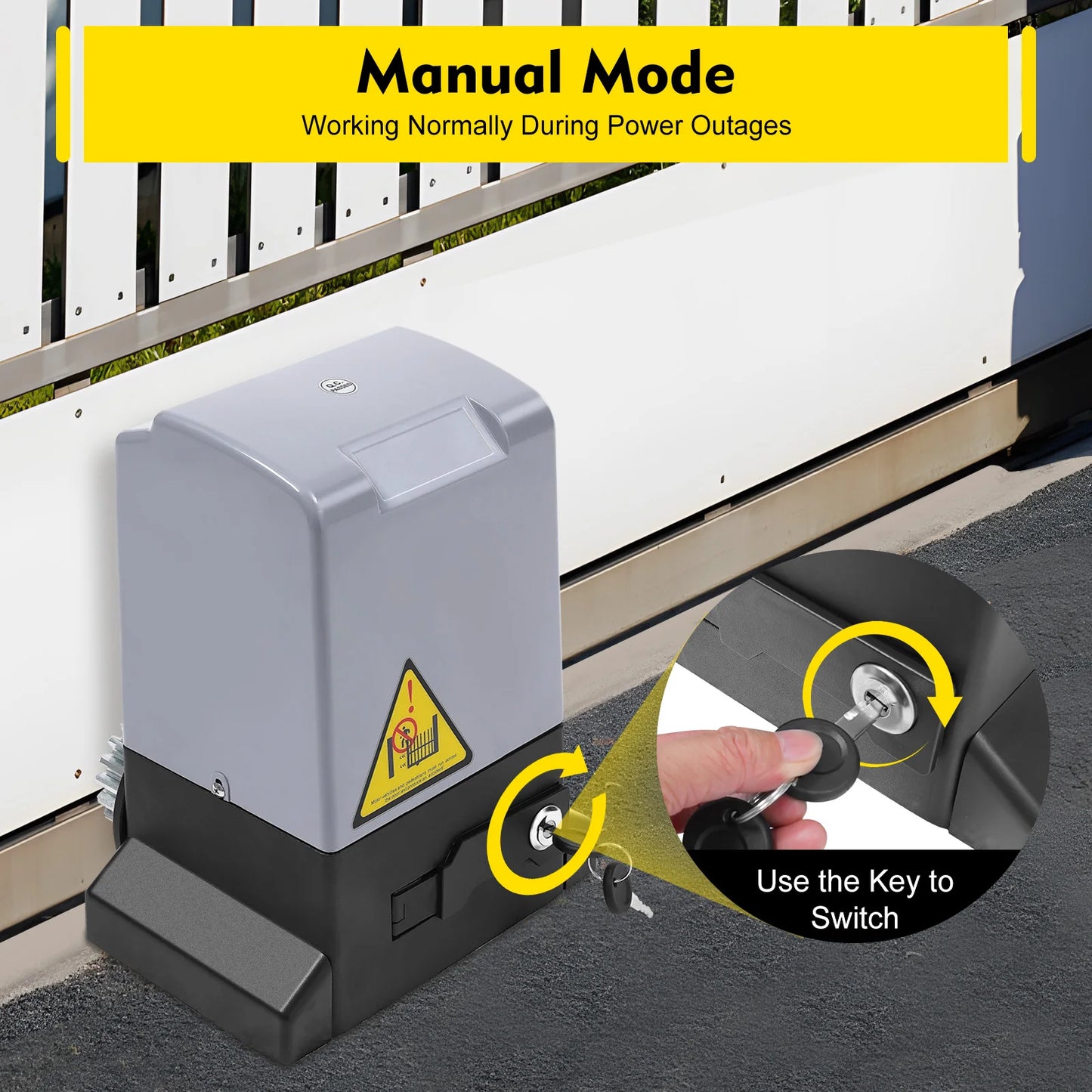 750W Sliding Electric Gate Opener Max 1600kg 1400RPM Silent Automatic Electric Motor Kit With Remote Control & Keys