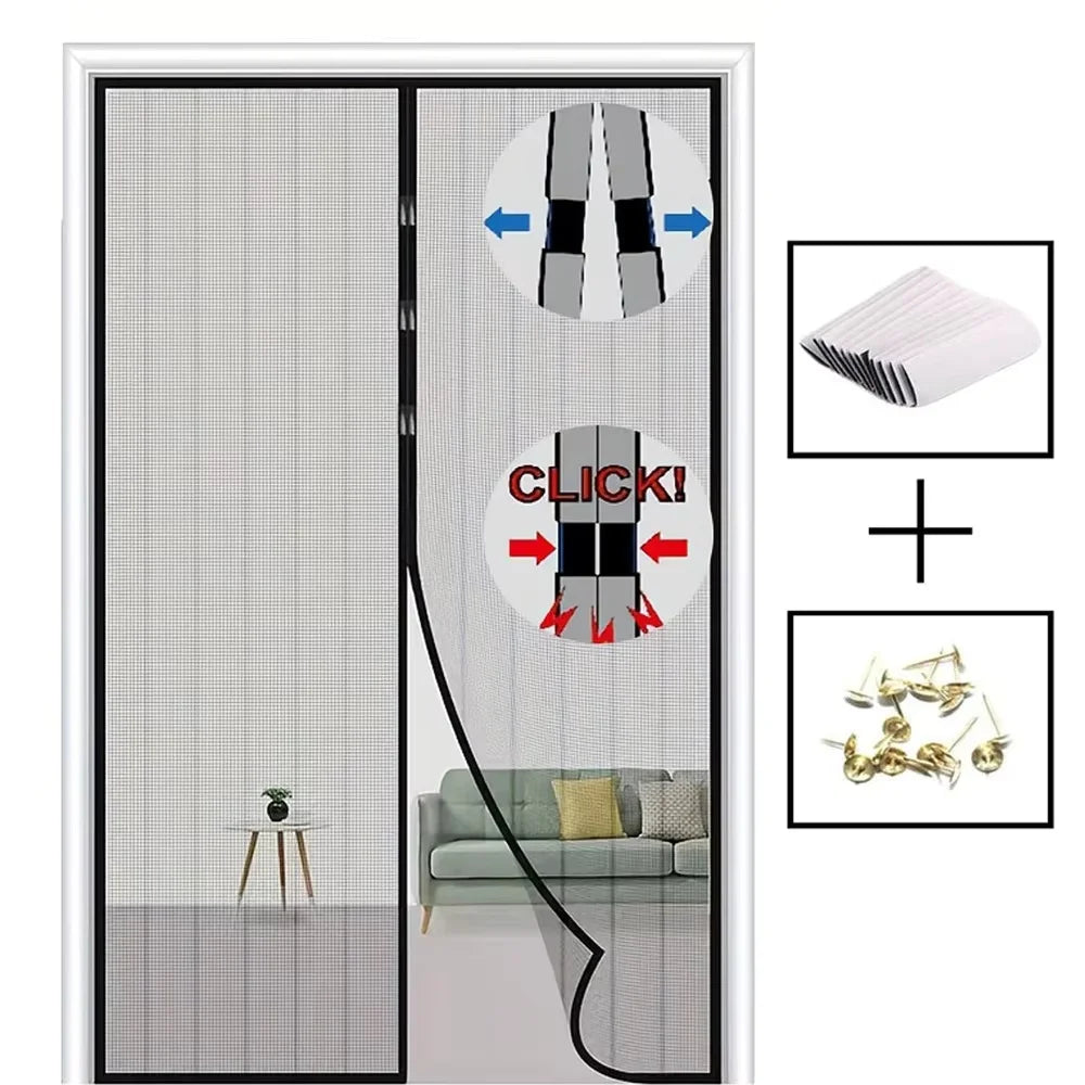 Magnetic Screen Door Retractable Mesh Doors Pet Net Patio Hands Free Magic Closure Mosquito Curtain Heavy Duty Kid Friendly