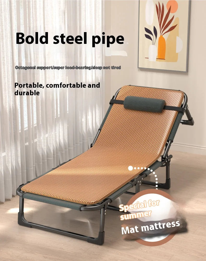 GIANXI Summer Rollaway Bed Outdoor Recliner Cool Pad Adjustable Bed Adult Lightweight Portable Camping Bed Easy Storage Crib