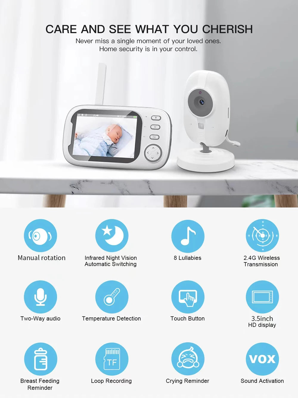 Baby-Monitor 2025: Cdycam 3.5" Wireless-Video - Night Vision Collection