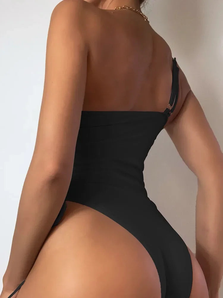 Badeanzug 2025: TOKITIND Solid Lace Up Badeanzug Damen Sexy Swimsuit Swimwear - Push Up Damen Bathing Suit Beachwear Female Bodysuit