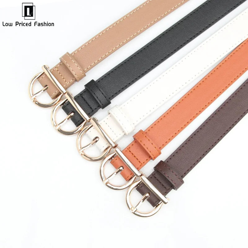 Women's Belt Fashion Pin Buckle Thin Belt Genuine Luxury Soft Belt Women With Cargo Pants Jeans Windproof Belt Pu Leather Belt