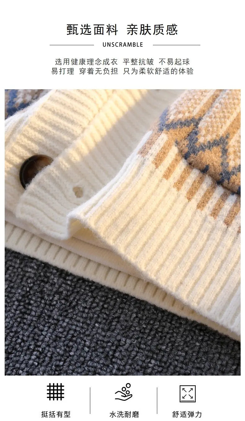 CN Zhejiang Cardigan Patchwork V-Neck - Größe M, Kaschmir