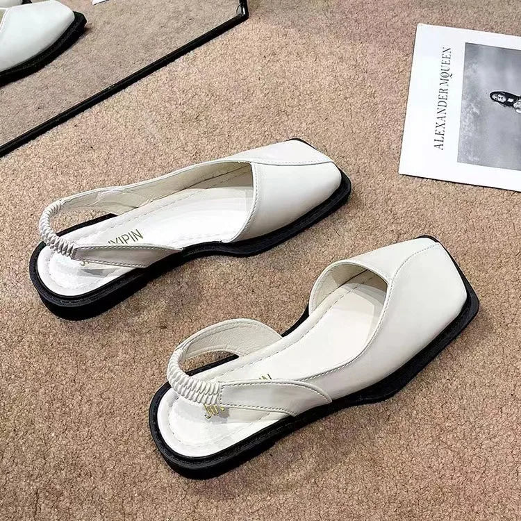 Women Sandals Elegant Square Toe Flat Shoes for Women Fashion Low Heels Sandals Brand Designer Women Party Shoes Sandalias Mujer