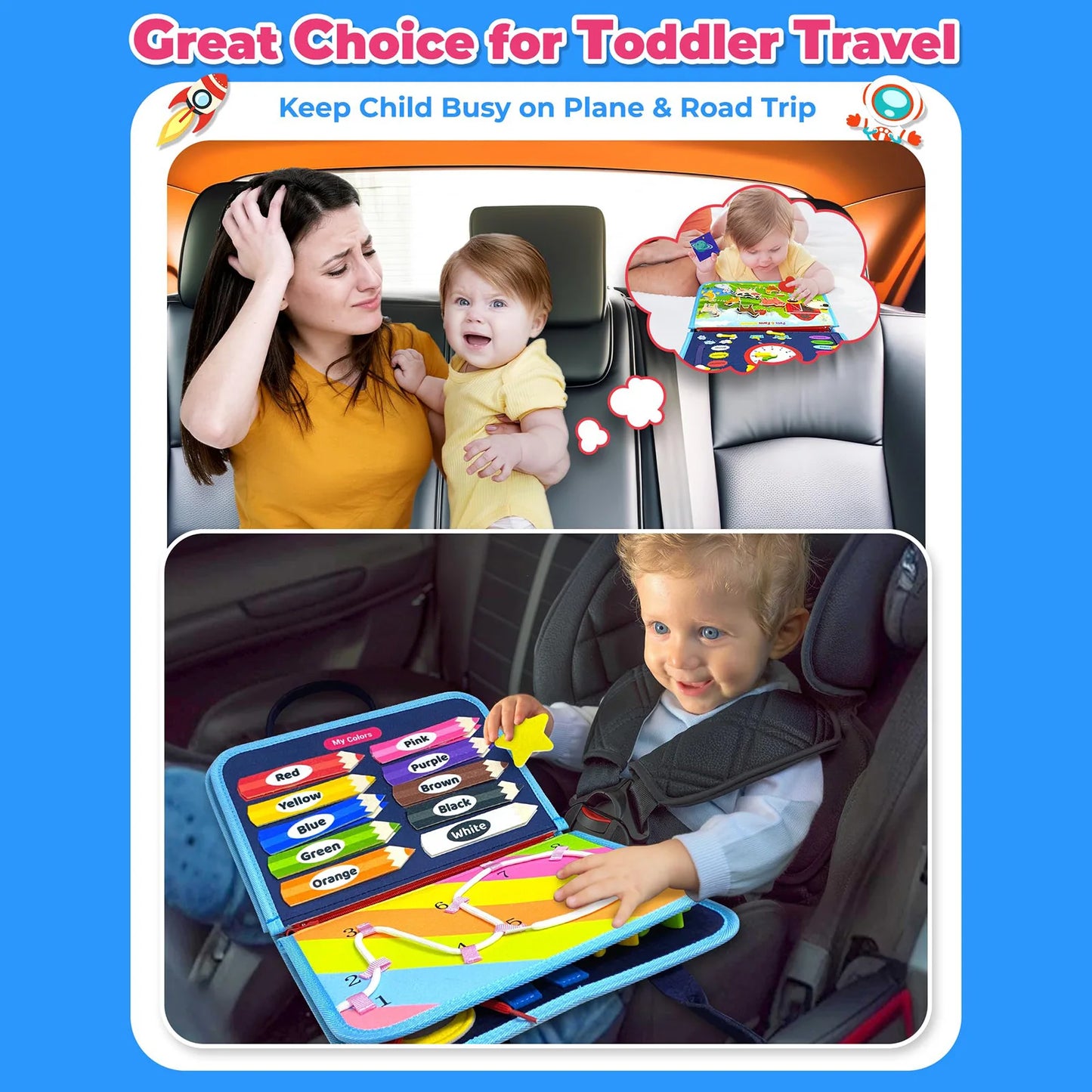 Busy Board Montessori Toys Sensory Toys for Toddlers Boy Toys Birthday Gifts Learning Educational Toy Travel Activities