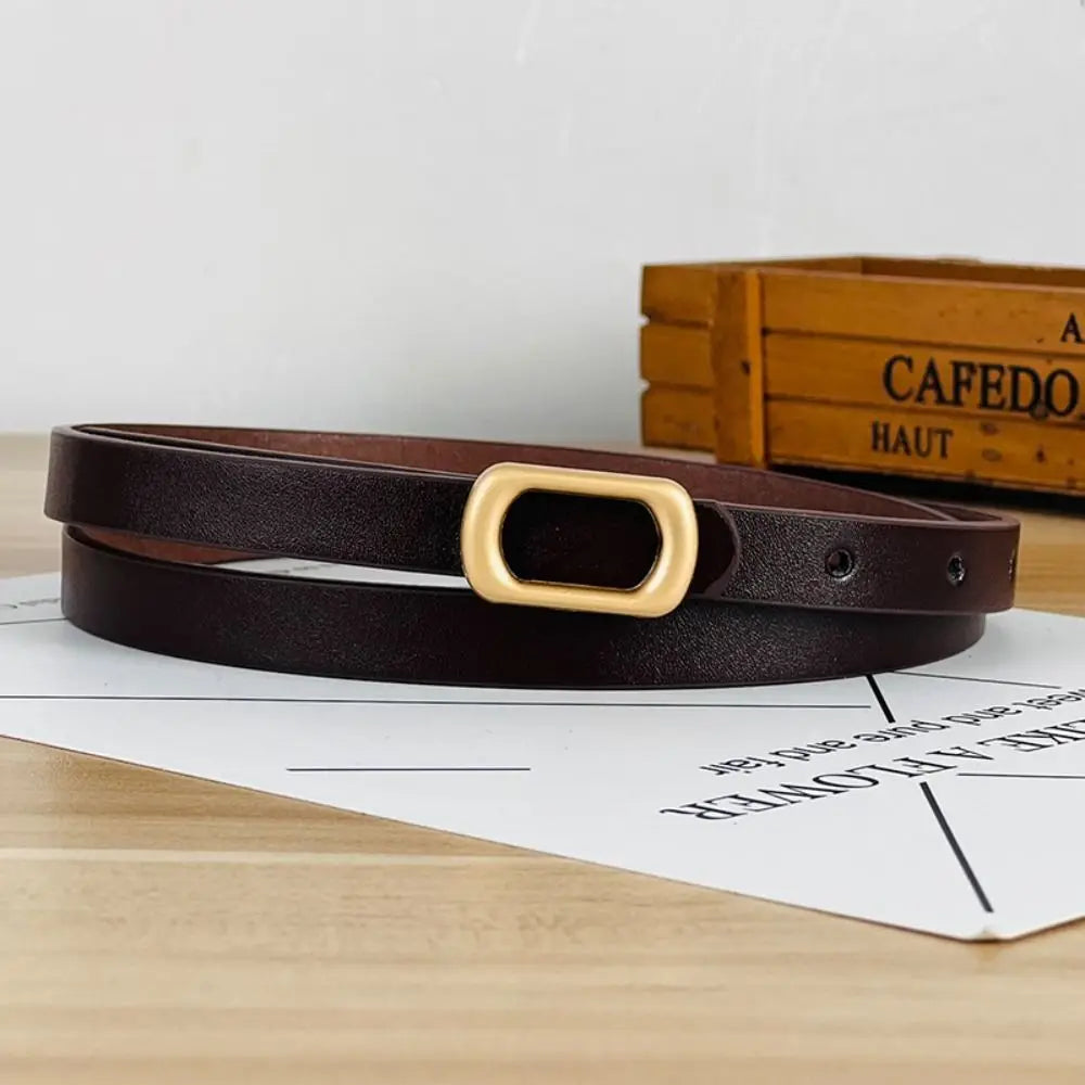 Luxury Design Leather Belt Casual Versatile Women Waistband Thin Waist Strap