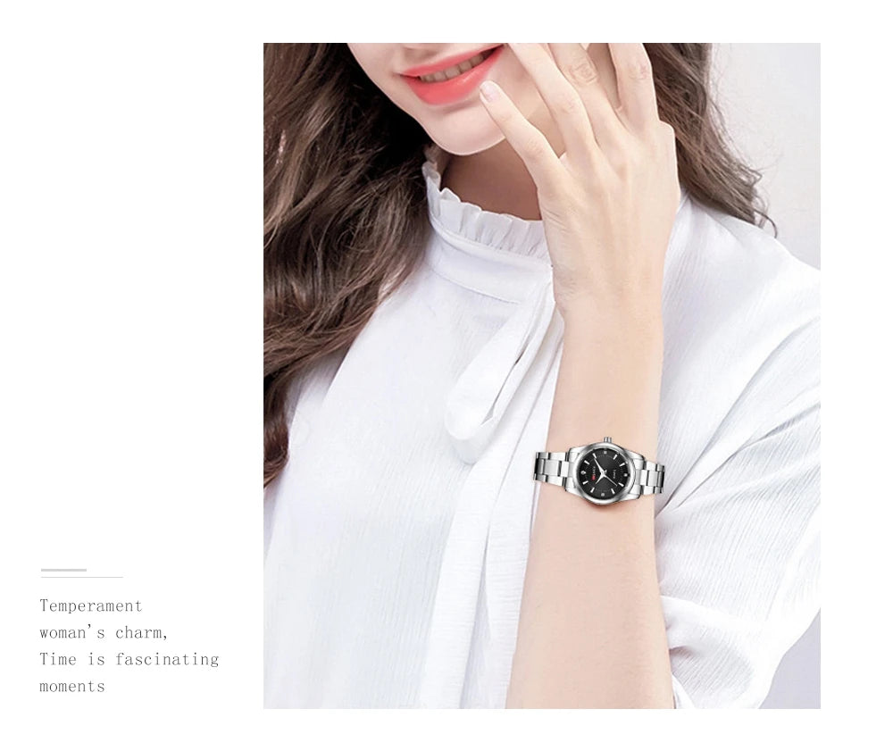 Damen-Uhr 2025: VA VA VOOM Luxury Women's Watch 29mm Fashionable Stainless Steel - Rhinestone Pink Minimalist Girl Clock Outdoor Travel Women Wrist Watches Collection