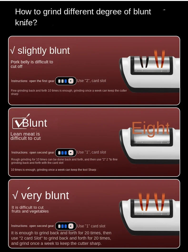 Elektrischer Küchenmesser-Schärfgerät - Multifunktionales, Automatisches, Professionelles 4-Gang-Schärfgerät