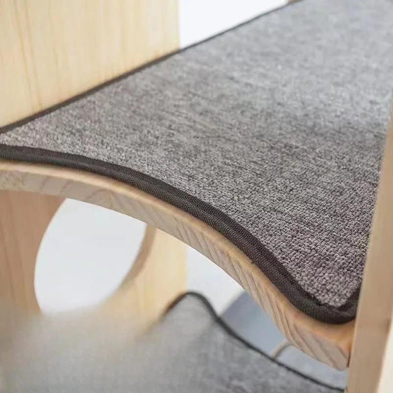 Mehrstöckig Katzen Baumhaus Massivholz Katzen Klettergerüst Multifunktional Katzenhaus Katzen Klettern Spielzeug Katzen Hängematte Haustier Zubehör