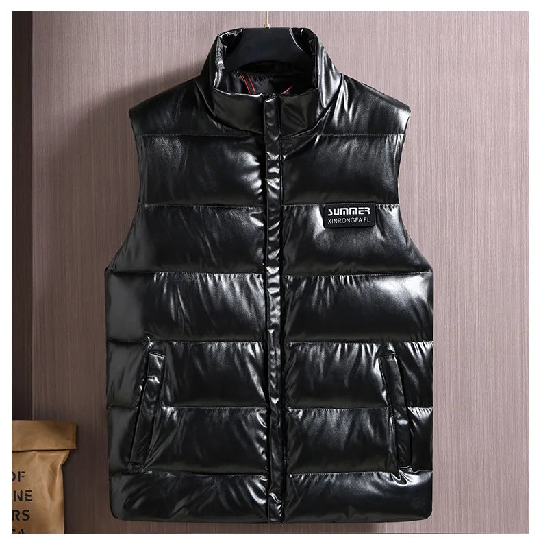 MAINKULCN Weste Winter Warm Ohne Ärmel - Größe XXXXXL PU Leder Wasserdicht Hochwertig
