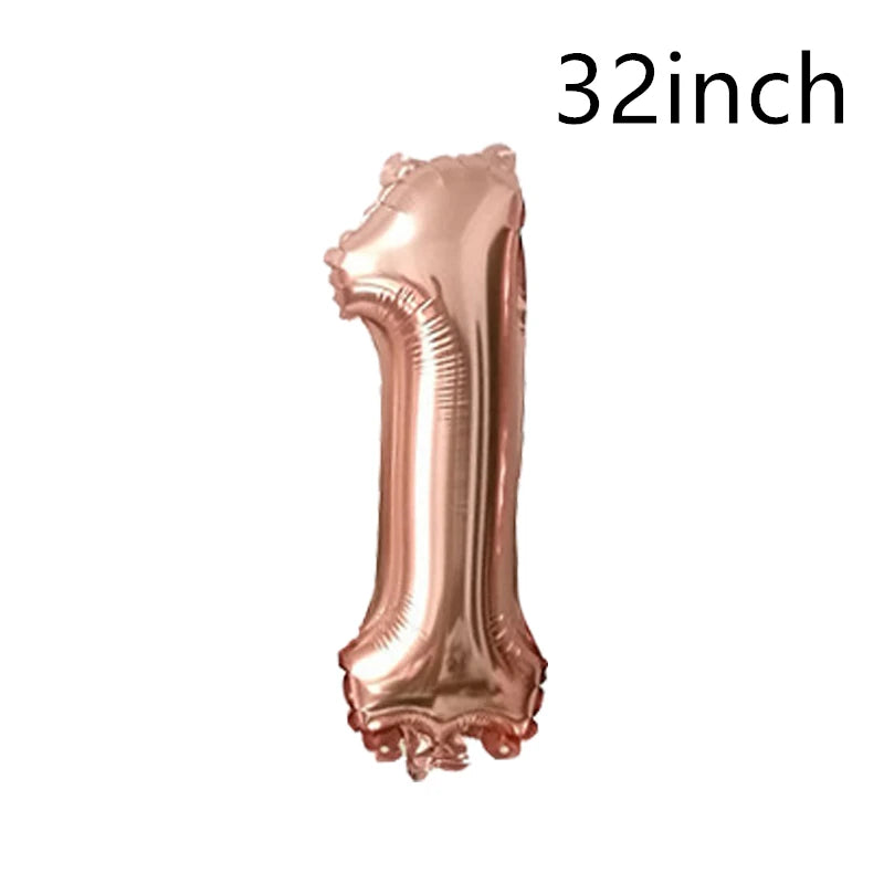 QIJOYJU Rosegold Zahlballon - 32 Zoll 1 Stück Nummer