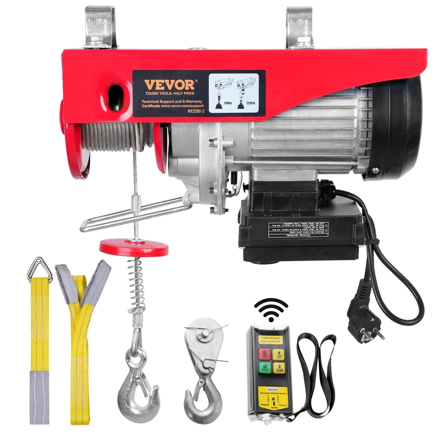 VEVOR 400-1000kg Elektrischer Palan Hebezeug Kabelhaspel Winch für Boot Auto Garage Aufzug mit Wired Remote Control Lifter
