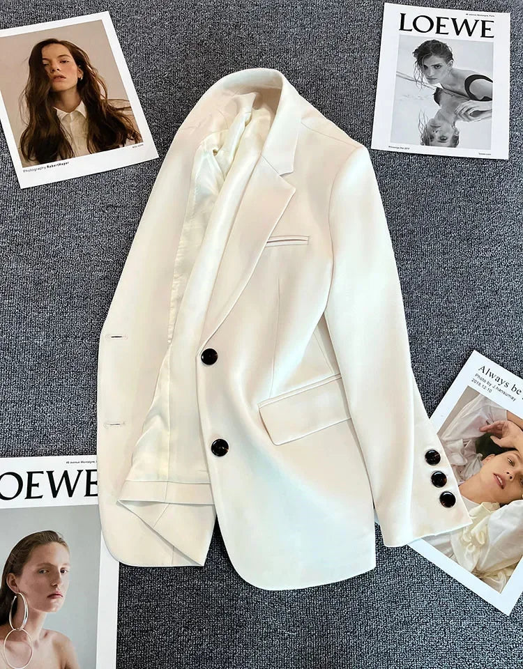 Elegant Office Lady Blazers for Women 2024 Fashion Long Sleeve Single Button Blazer Coats Female Top Suit Jackets Outerwears