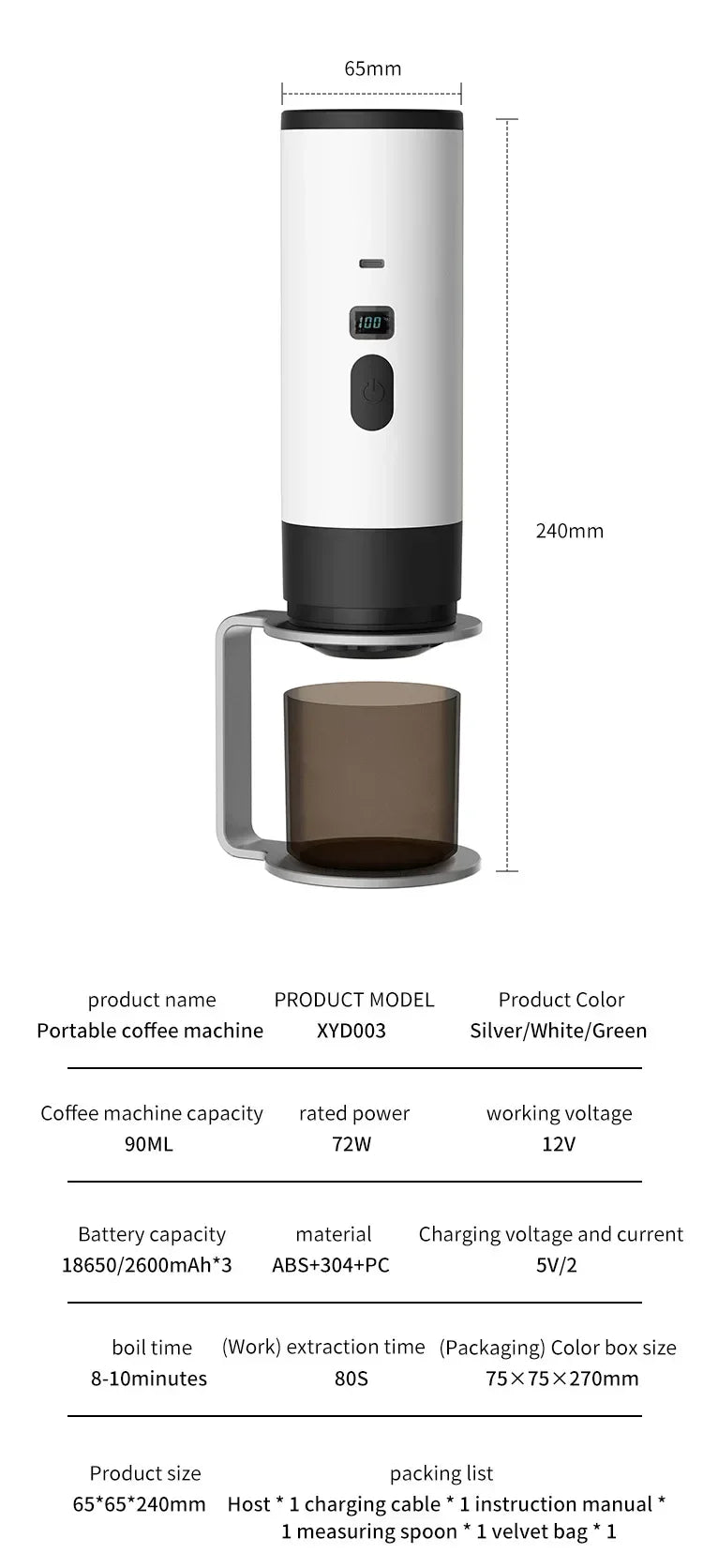 Kaffeemaschine 2025: INSIS FEMME Portable Electric Coffee Maker 3-in-1 - Capsule Coffee Grinder Travel Cordless Heating Car Home Camping Collection