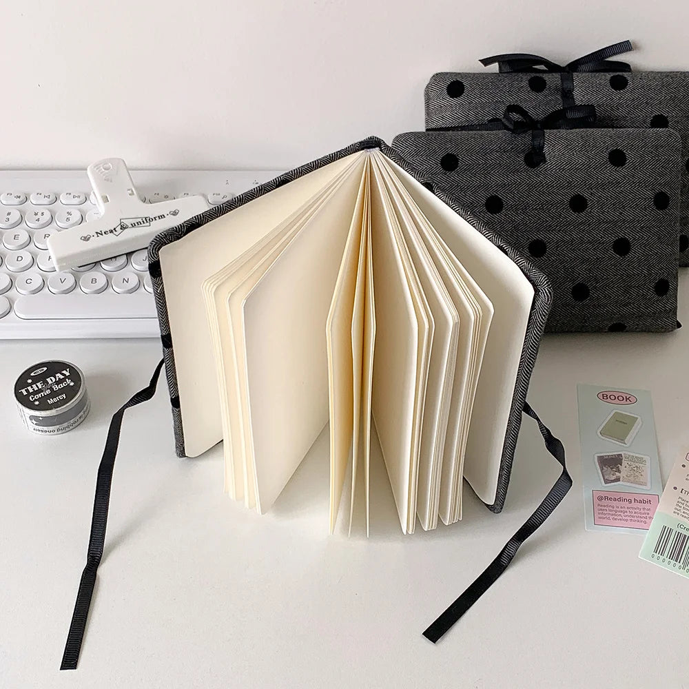 Ins Style Soft Cover Notebook Black Polka Dot Soft Foam Notebook Minimalist Handbook Journal Book Lanyard Notebook