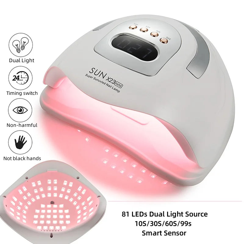 Big Power UV LED Lamp For Nails With 4 Timer Memory Function 81LEDs Lamp For Fast Gel Polish Drying Lamp Nail Equipment