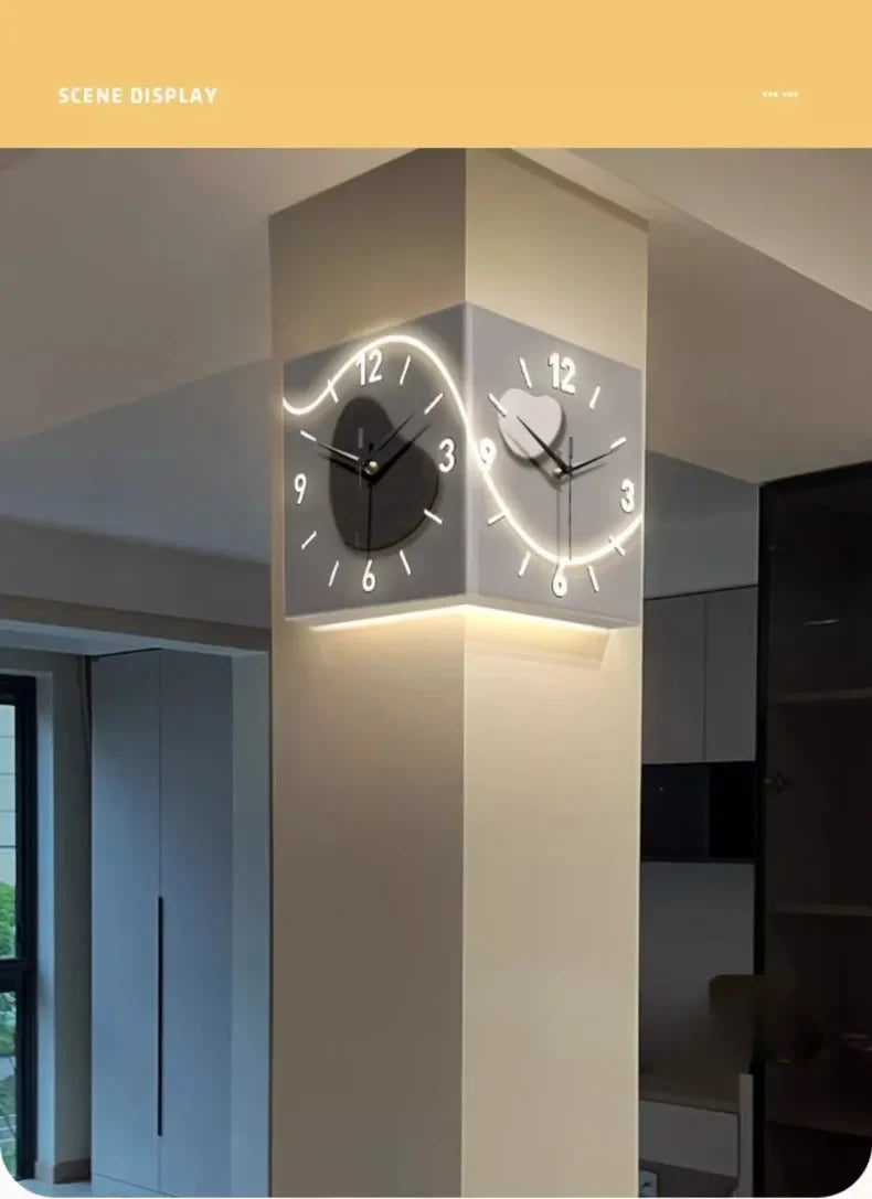 LED-Wanduhr 2025: Double-sided Creative Living Room Modern Art LED Light Corner Clocks Hanging Collection