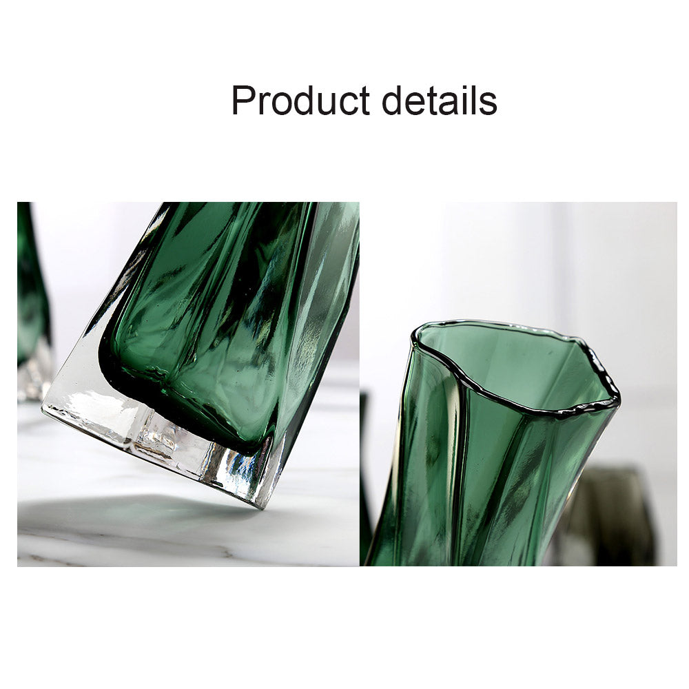Twisted Glass Flower Pot Simple Art Design Creative Irregular Crystal Vase Container For Home Plants 3 Sizes