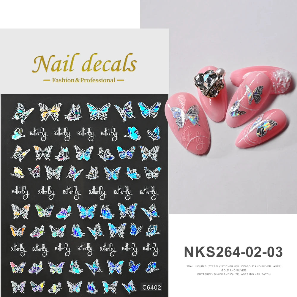 MAFANAILS NLS 3D Holografisch Schmetterling - 1St Schwarz
