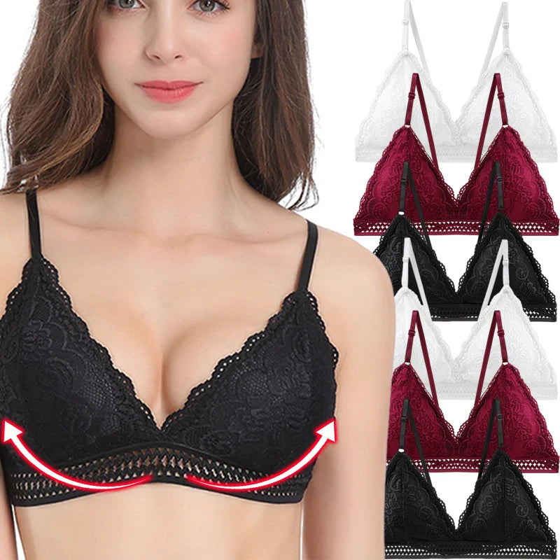 New Lace elegant Lingerie Wireless Bra for Women Padded Push Up Bralette Female Brassiere Soft Backless Fashion Bras Underwear