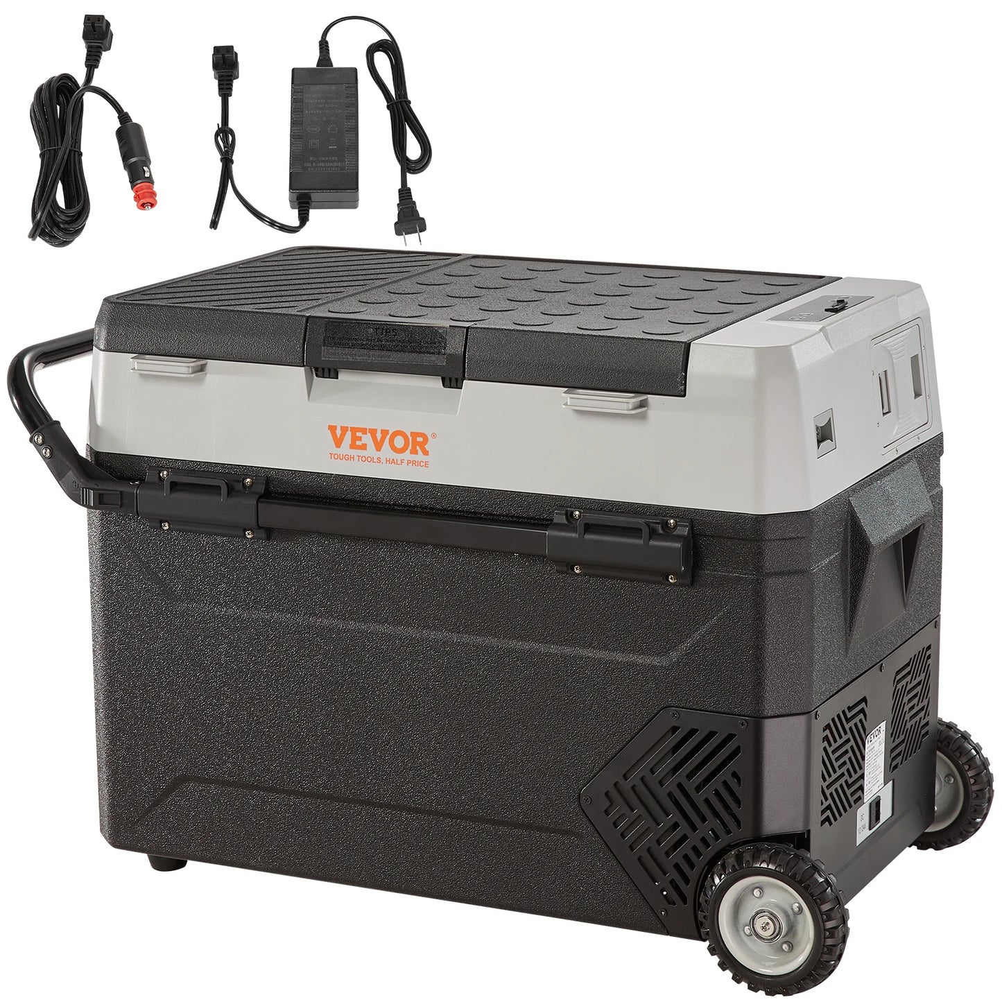 VEVOR 35L/45L/55L Portabler, Faltbarer Auto-Kühlschrank mit Rad, Kompressor, Gefrierfach für Camping, Picknicks, Auto, Zuhause, Reisen