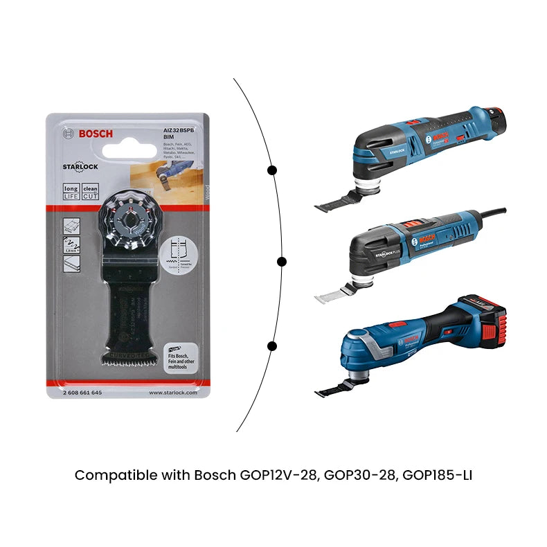 Bosch Starlock Oscillating Saw Blade AIZ 32 BSPB BIM Plunge Cut Saw Blade Hardwood Multitool Saw Blades for GOP12V-28 GOP185-Li