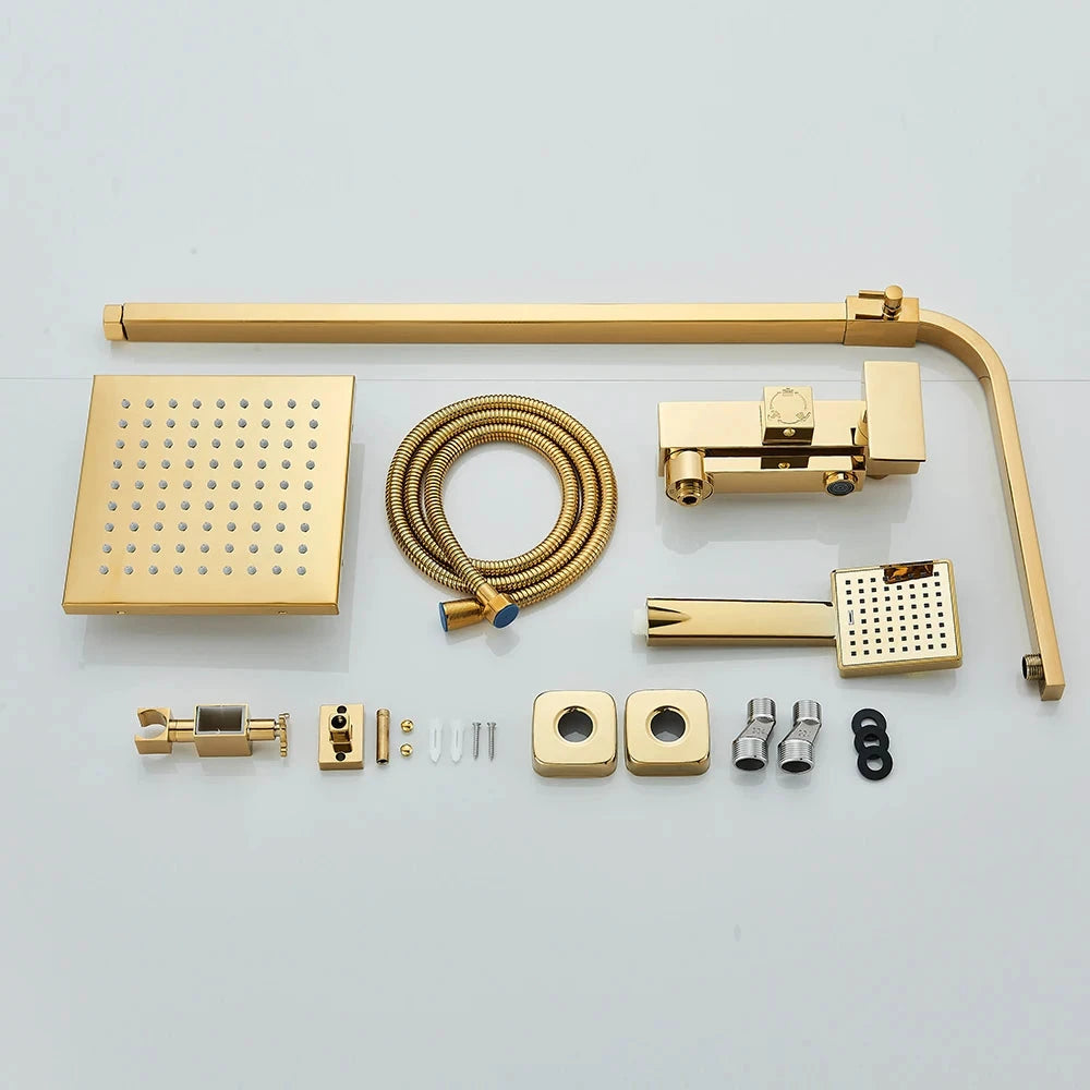 MYQualife Goldener Duscharmatur Regendusche - Auslauf 15 Cm, 8 Zoll