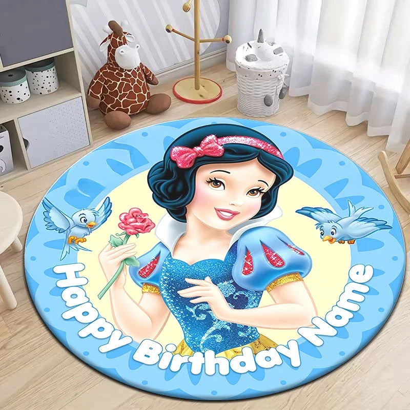 Snow White Cartoon Print Circular Carpet, Bedroom Decorative Carpet, Living Room Bathroom Picnic Camping Non-slip Mat