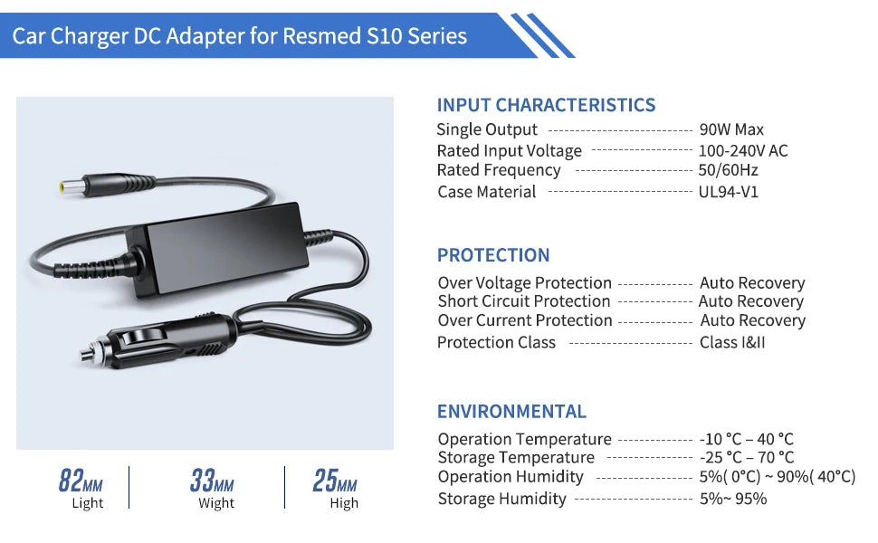 CPAP-Netzteil 2025 - KFD 24V 3.75A USB-C ResMed AirSense S10 AirCurve 10 - Medizinisches Ladegerät Auto-Kompatibel