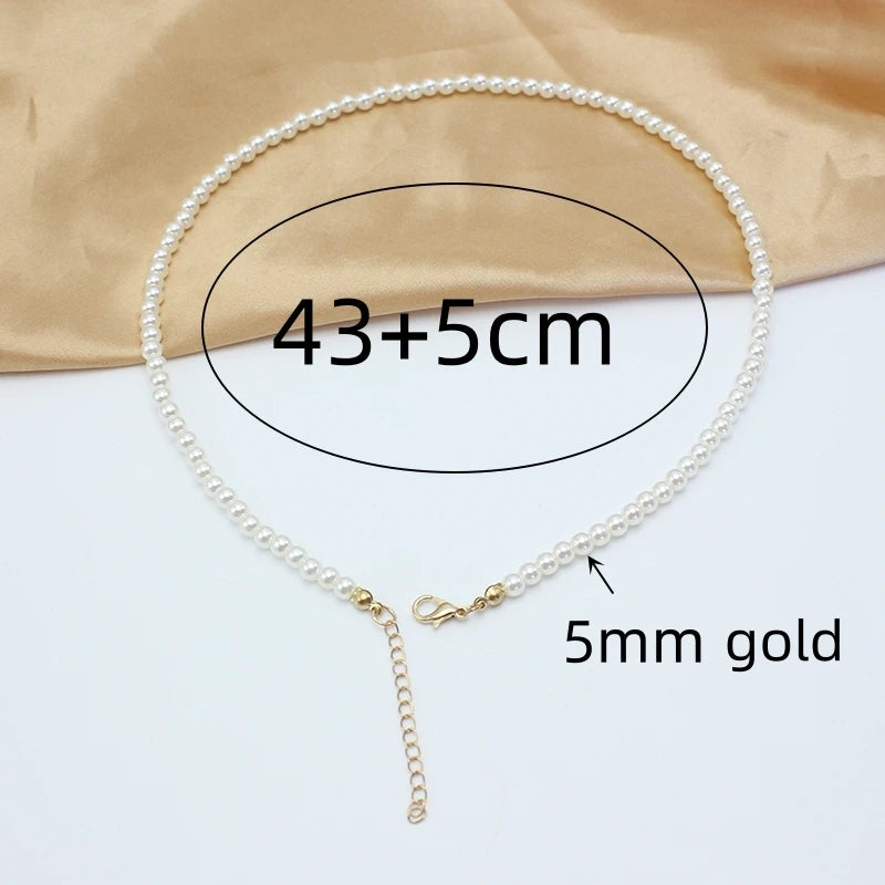 DAIZHEMEI GIFT Perlenkette Mit Anhänger - 42 5cm Beige