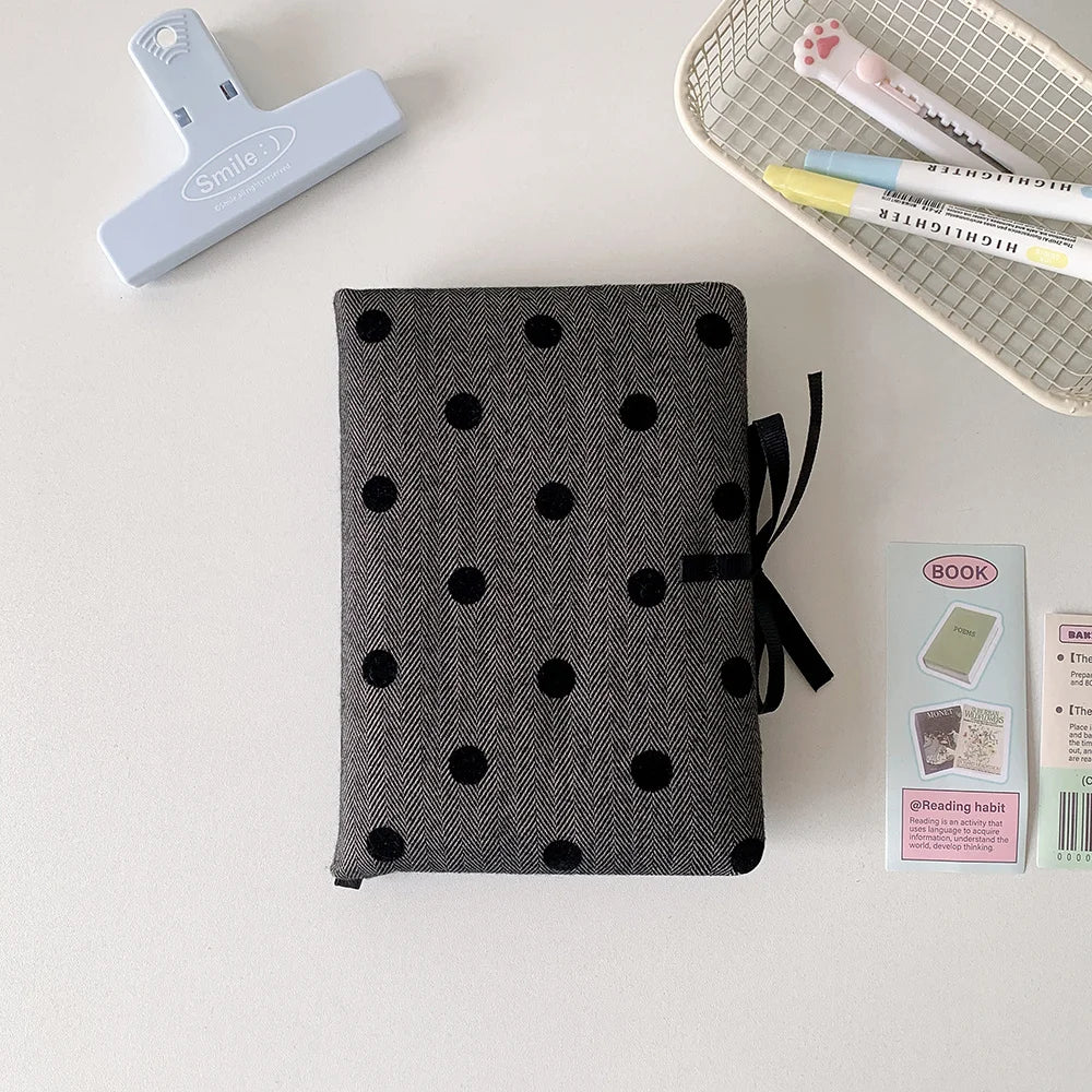 Ins Style Soft Cover Notebook Black Polka Dot Soft Foam Notebook Minimalist Handbook Journal Book Lanyard Notebook