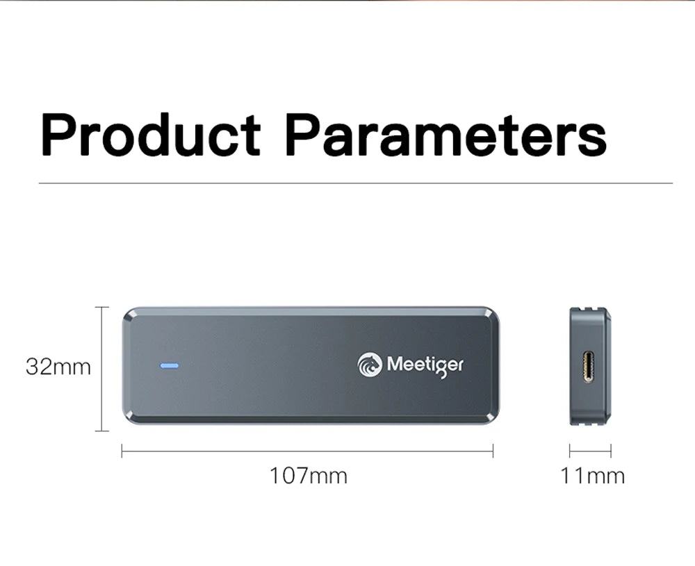 SSD-Gehäuse 2025: Meetiger M.2 SSD Enclosure - 10Gbps USB3.2 Type-C Aluminum NVMe SATA Collection