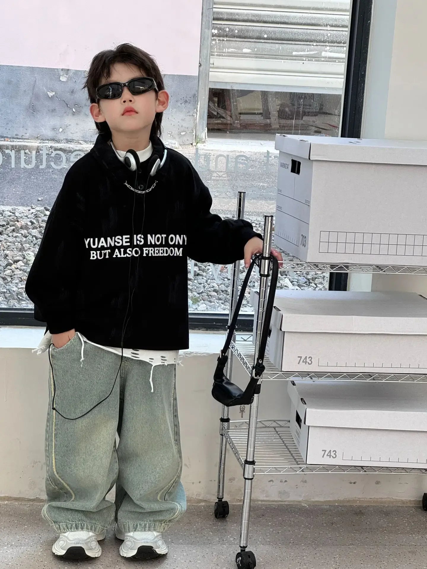 jeans pants 2024 Autumn New Korean Boys' Fashion Retro Jeans Children's Pants boys clothes - Golden Bridge Store