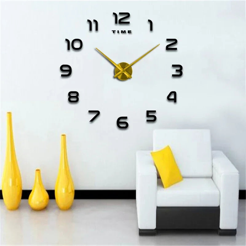 Modern Design Large Wall Clock 2D DIY Quartz Clock Fashion Watch Acrylic Mirror Stickers Living Room Home Decoration Decor